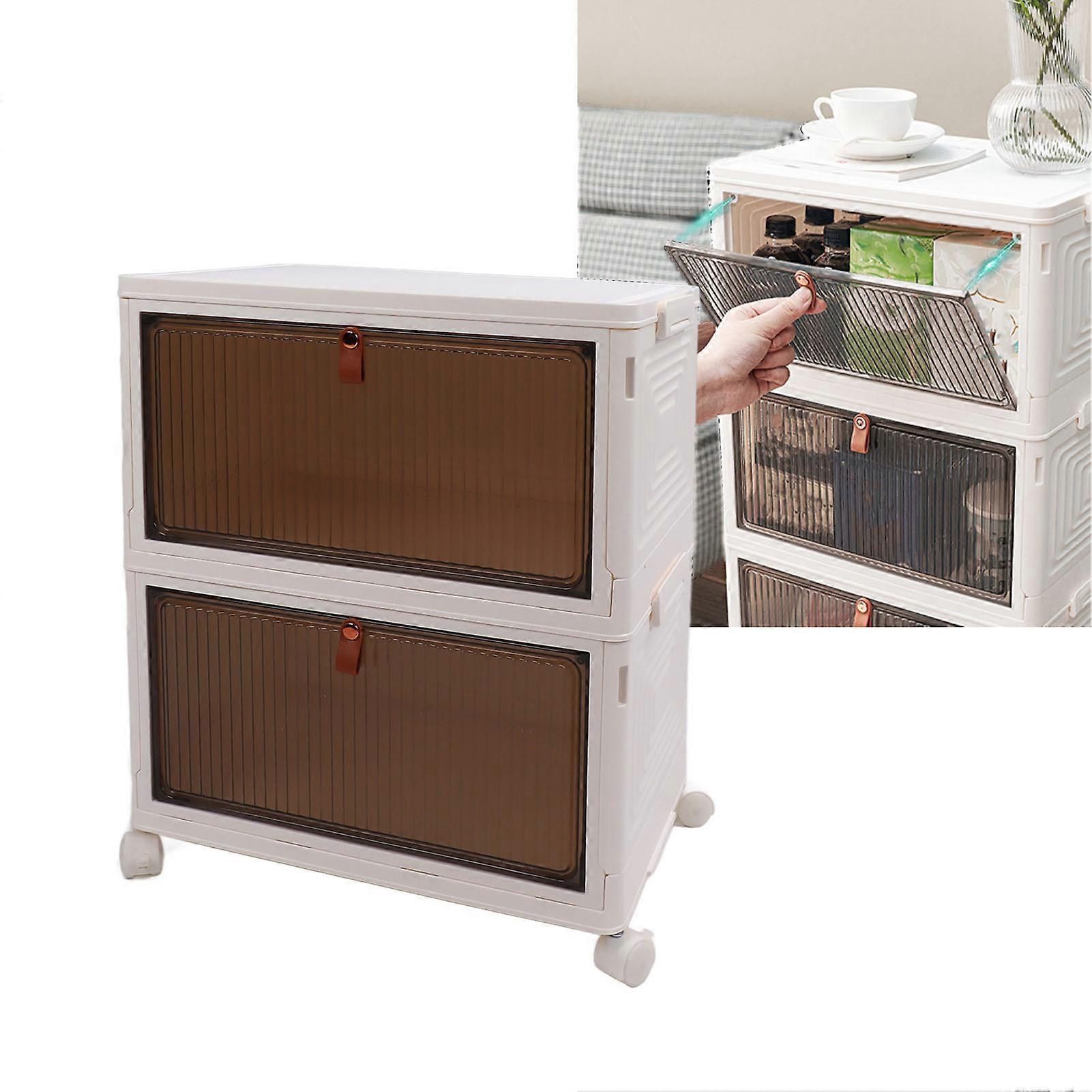 Stackable 2-Layer Plastic Storage Bin with Lid for Home Organizing