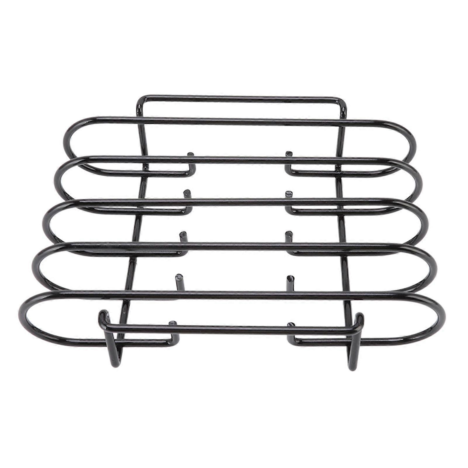 Rib Rack 4 Rows Capacity Compact Portable Iron Material Black Durable Reusable Barbecue Standing Rib Rack for Camping