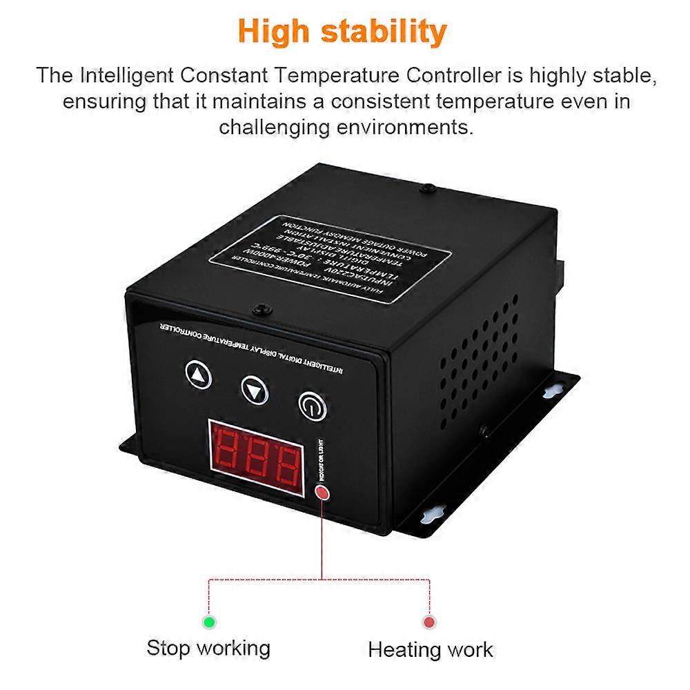 Intelligent Temperature Controller 4000W LCD Display Compact 150x130x70mm Black