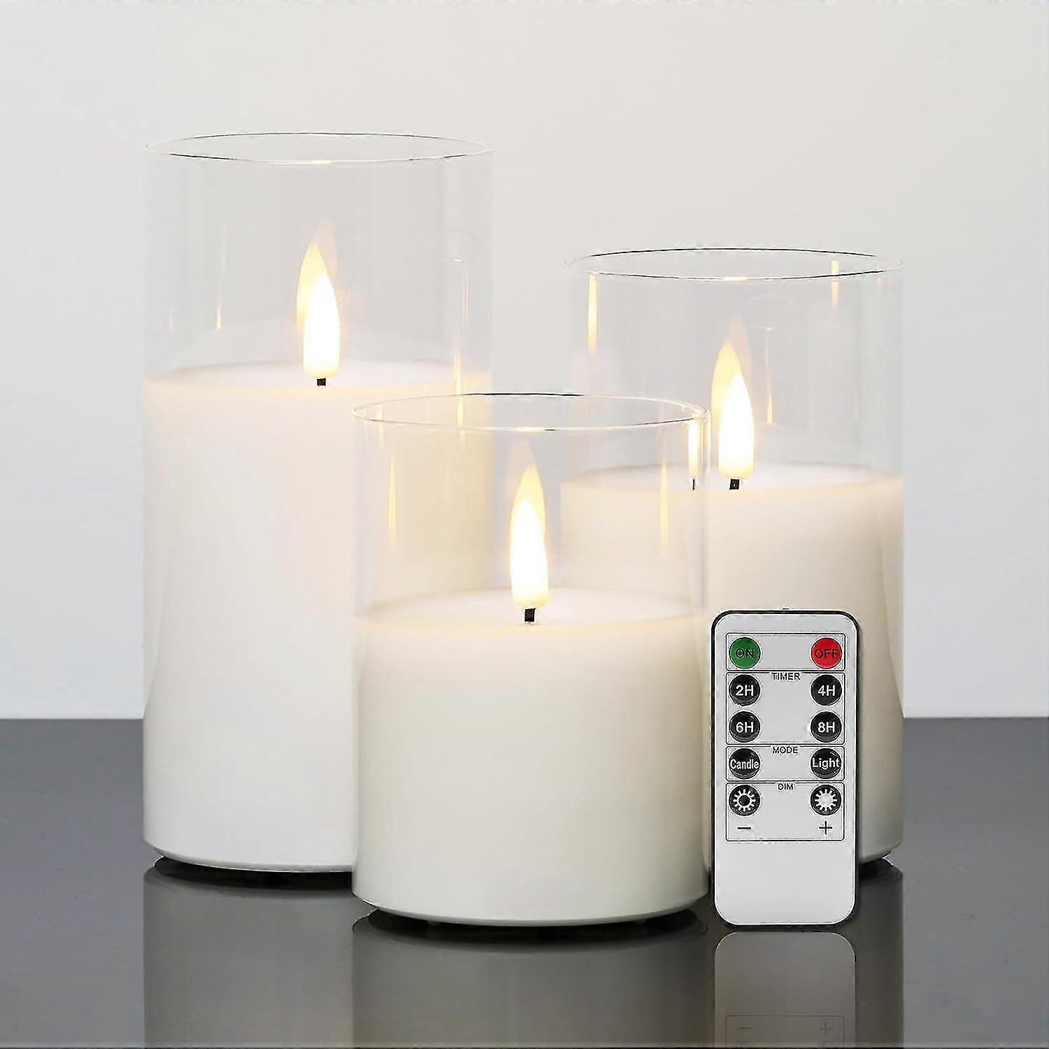 Klarglas LED Flammenlos Flackernde Realistische Batteriekerzen mit Fernbedienung 3 '' H 4 '' 5 '' 6 ''