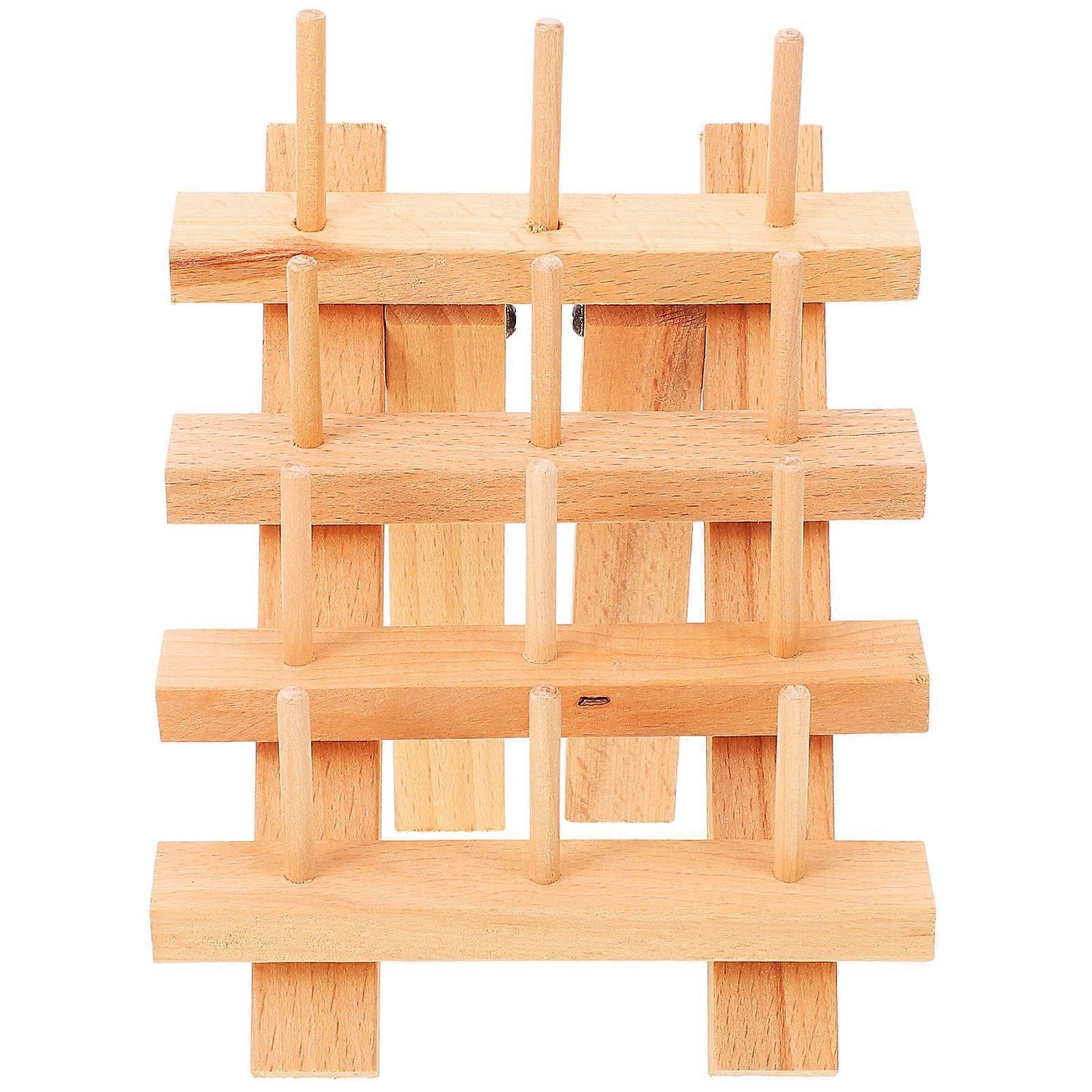 Wooden Spool Holder for Decoration Chocolate Color Thread Rack with Good Abrasion Resistance 7.5 x 4.5 inches
