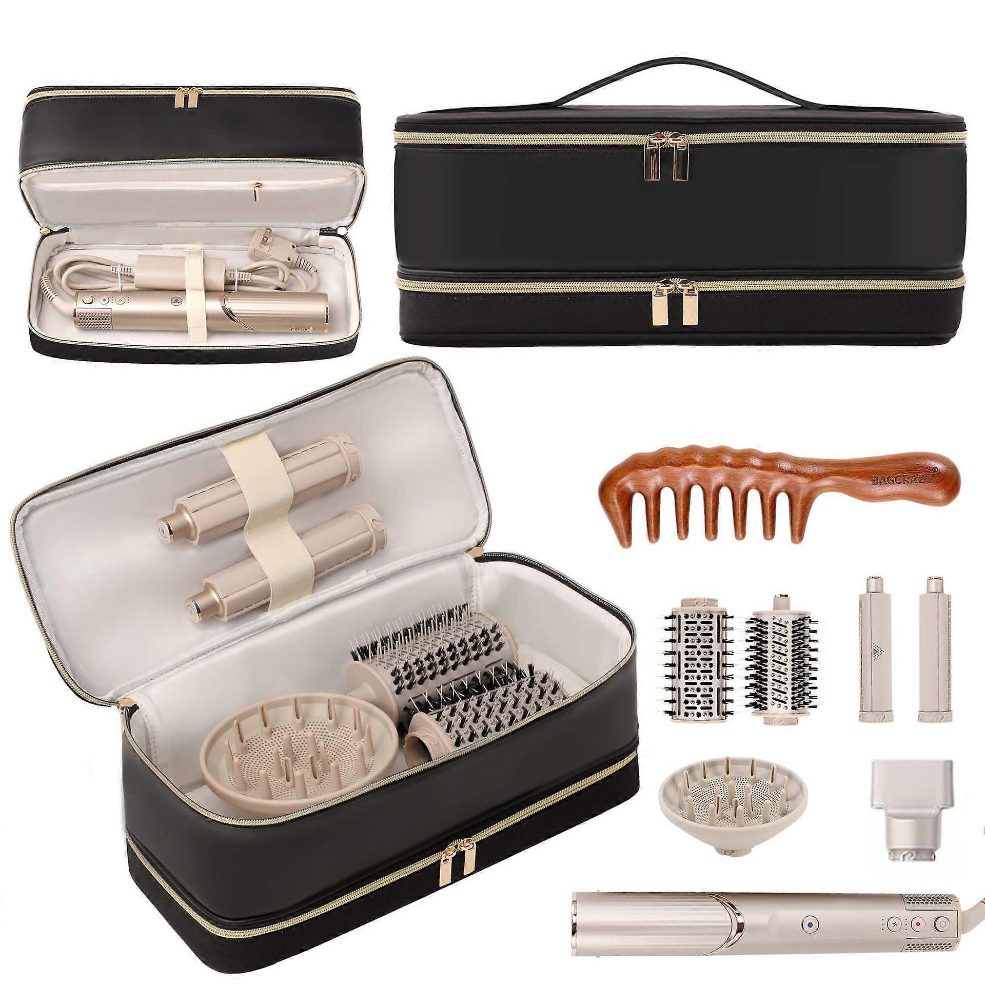 Hair dryer storage bag double layer travel portable cosmetic bag large capacity curling iron tool storage bag