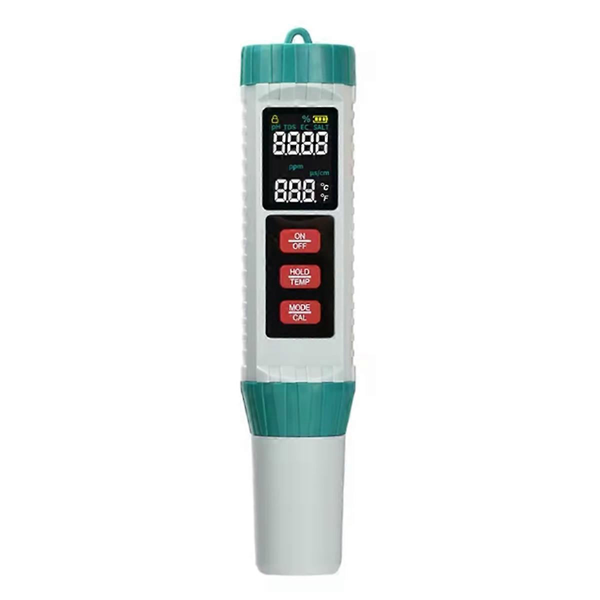 Digital Chlorine Meter PH Tester 5 in 1 PH/EC/TDS/SALT/TEMP Tester Water Quality Analyzer for Swimm