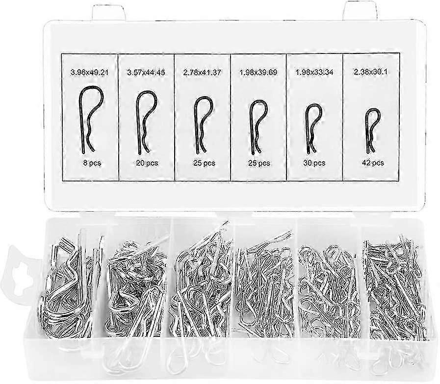 150pcs Carbon Steel Galvanized R Cotter Pin Assortment Hitch Pin Clips Fastener Set 6 Different Sizes