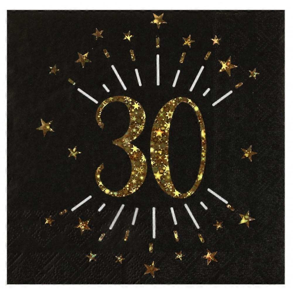 Black and Gold Age 30 Napkins