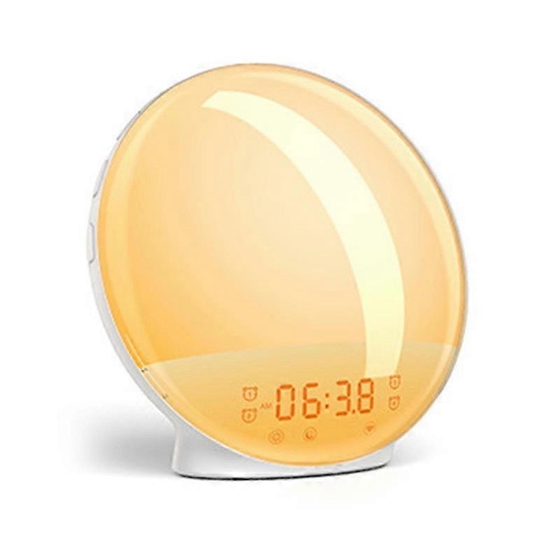 Wake Up Light Sunrise Alarm Clock Dimmable Light Colorful Lights Full Screen Clock Radio