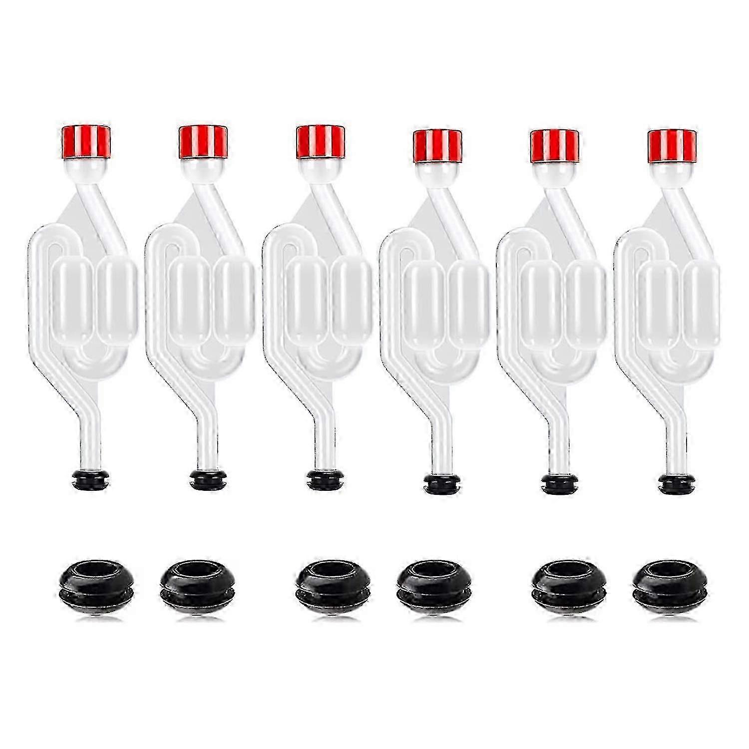 Winemaking Airlock Set with 6 Plastic Airlocks and 12 Rings