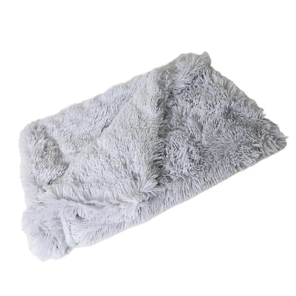 Plush Mat for Pet Plush Pet Mat for Soft Use 1 Piece Light Grey Double Layer