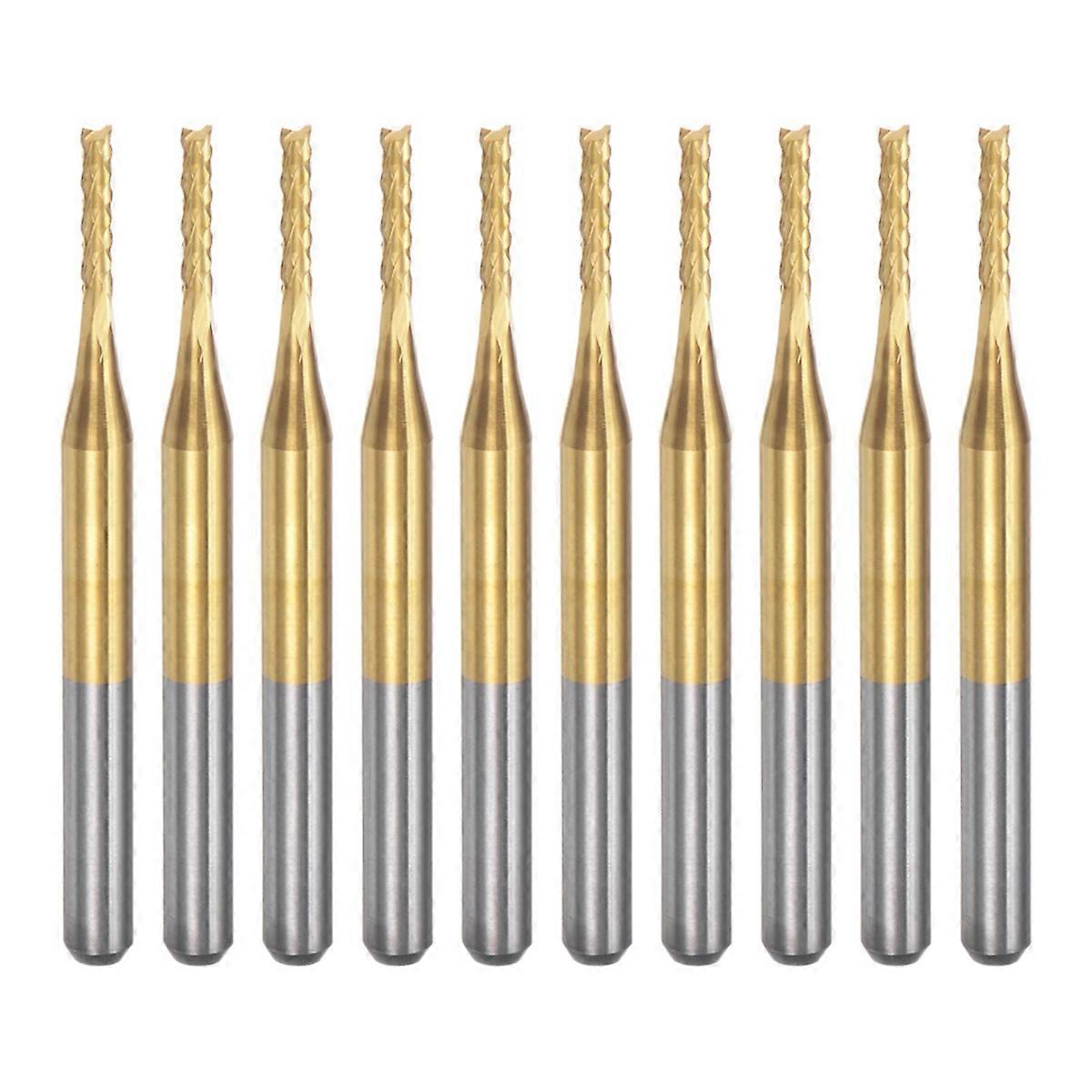 10PCS Titanium Coat Carbide For PCB Machine, 1/8 Inch Shank 1.4Mm