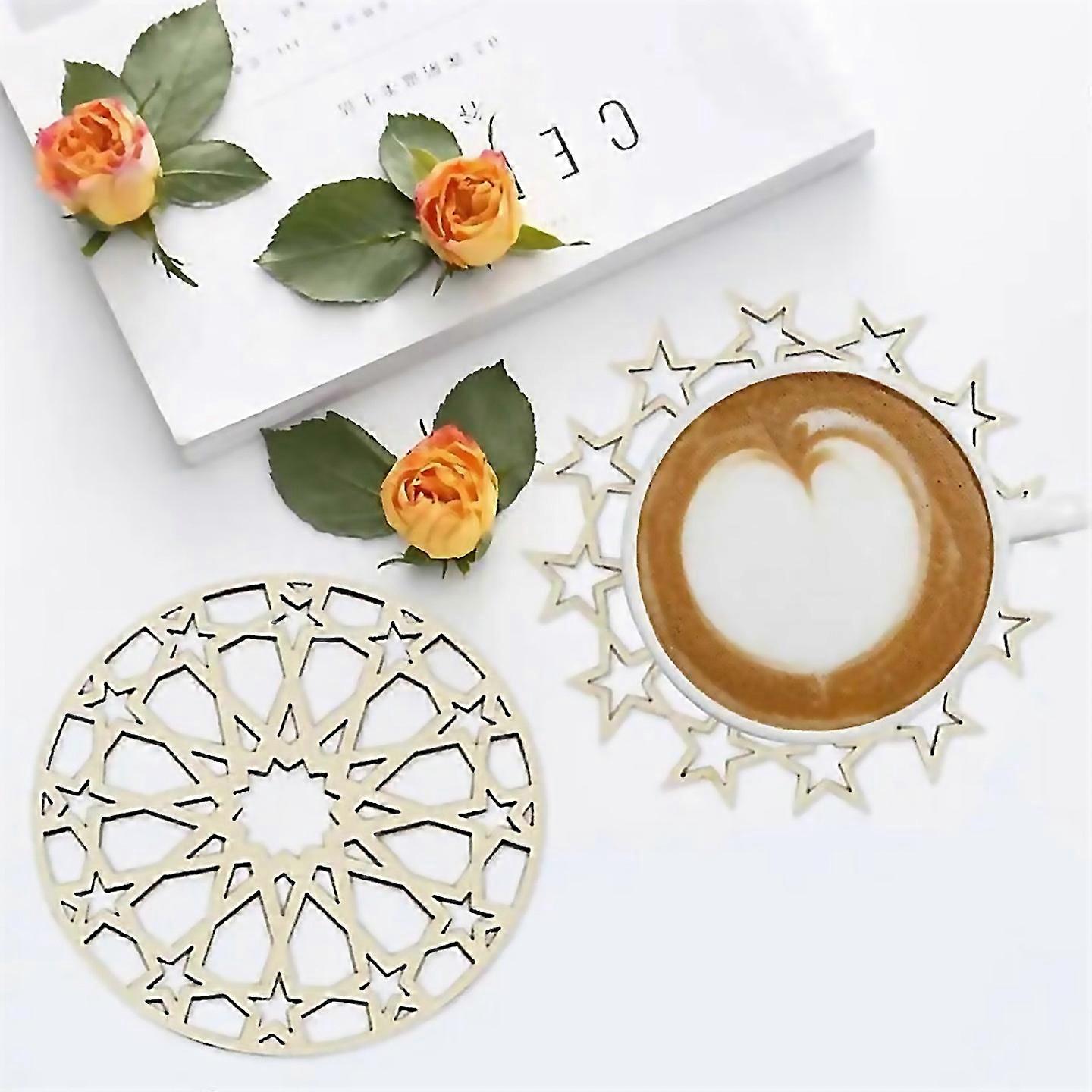 For 12pcs Wooden Coasters Drink Mug Pad Stackable Coffee Cup Placemats