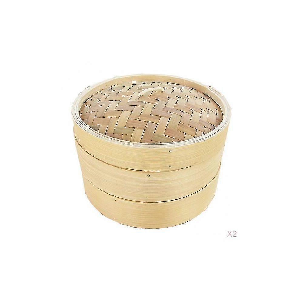 2x Natural Bamboo Steamer Lid
