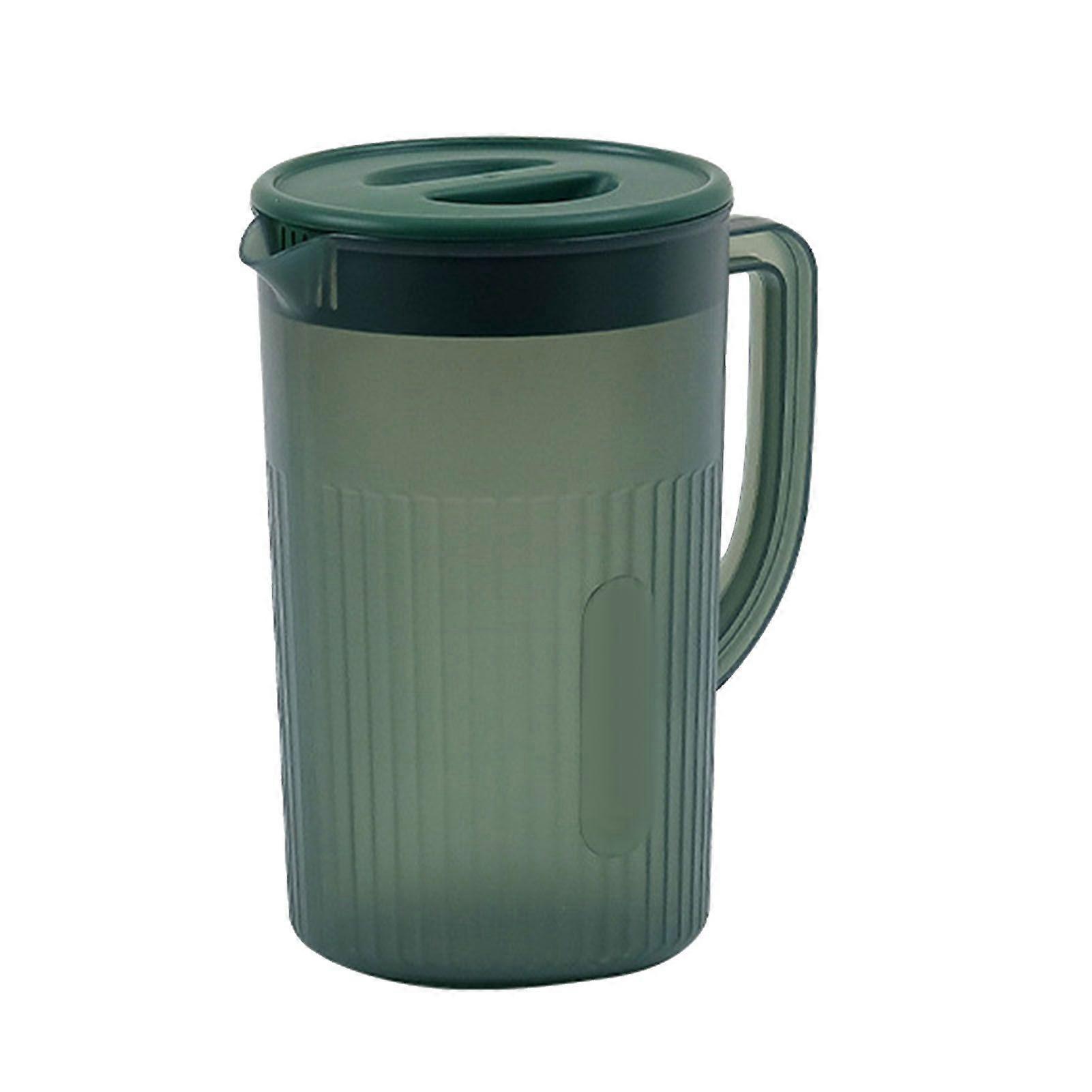 Plastic Pitcher with Lid Large Capacity High Temperature Resistant Cold Water Jug for Juice Tea Dark Green