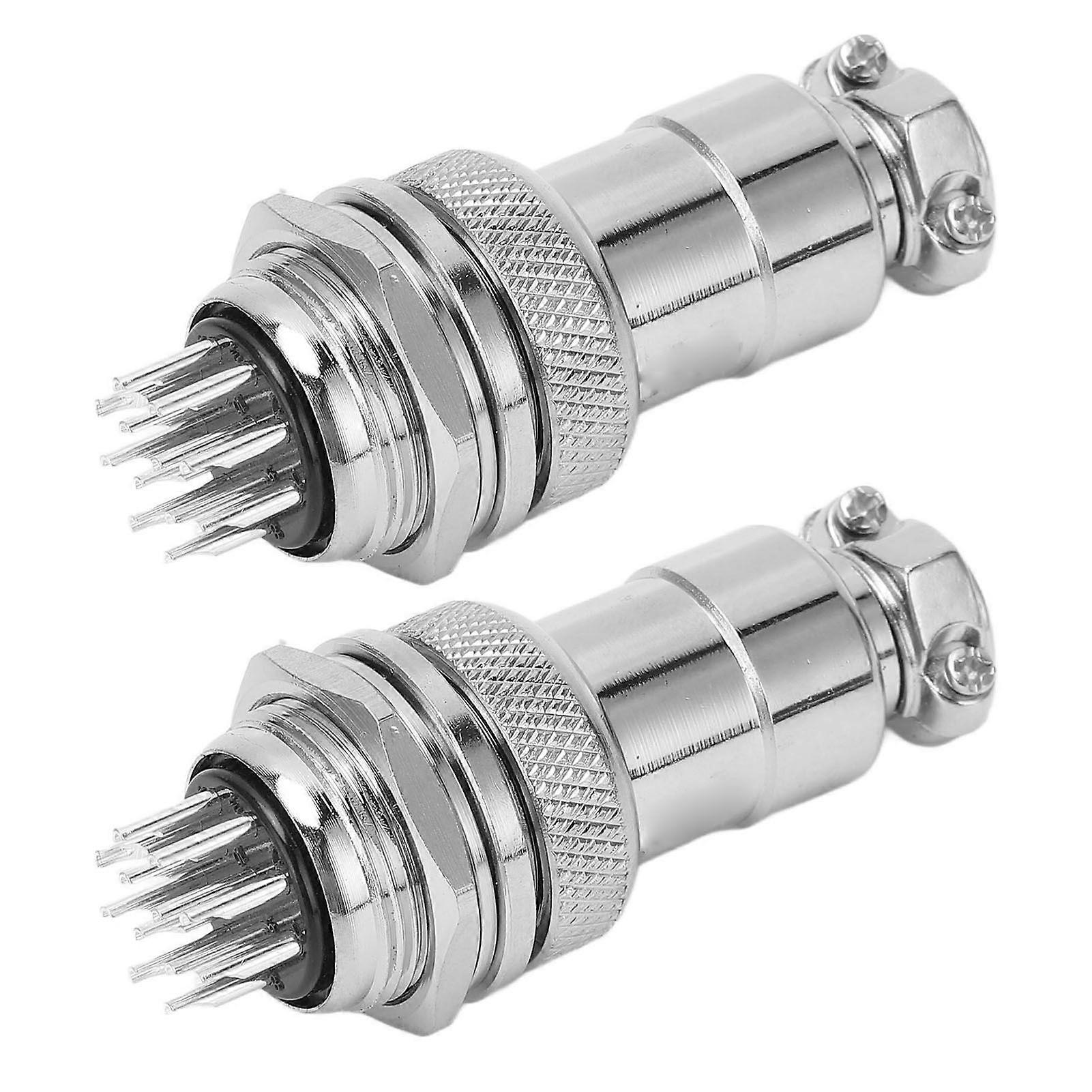 2PCS 12 Pin Aviation Connectors Zinc Alloy Electrical Plug and Socket Set 20mm Opening 250V