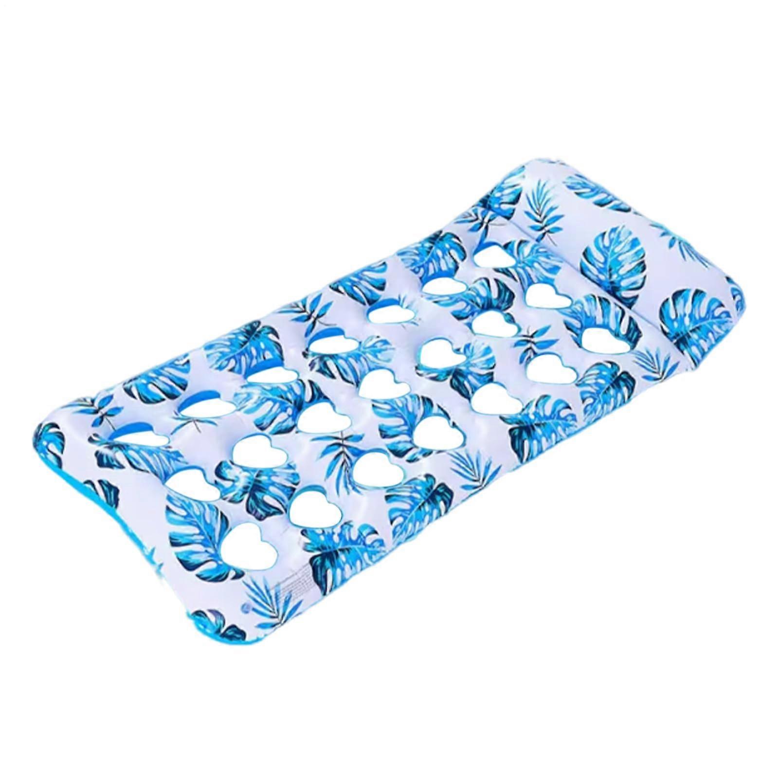 Pool Floats Hammock Pool Float, Foldable Inflatable Raft, Water Pushups, Reusable Portable Sun Tanning Bed, Blue