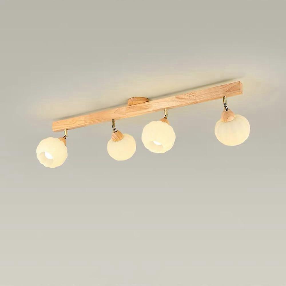 Modern Track Light Adjustable Ceiling Light With Pumpkin Glass Shade, Vintage 4Head SemiFlush Ceiling Light