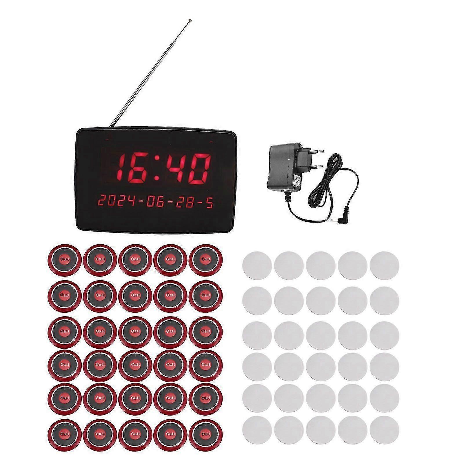 Wireless Calling System 30 Call Buttons 1 Display Receiver Ipx4 Waterproof Wireless Pager System For Restaurant Hotel Cafe Eu Plug 100240v