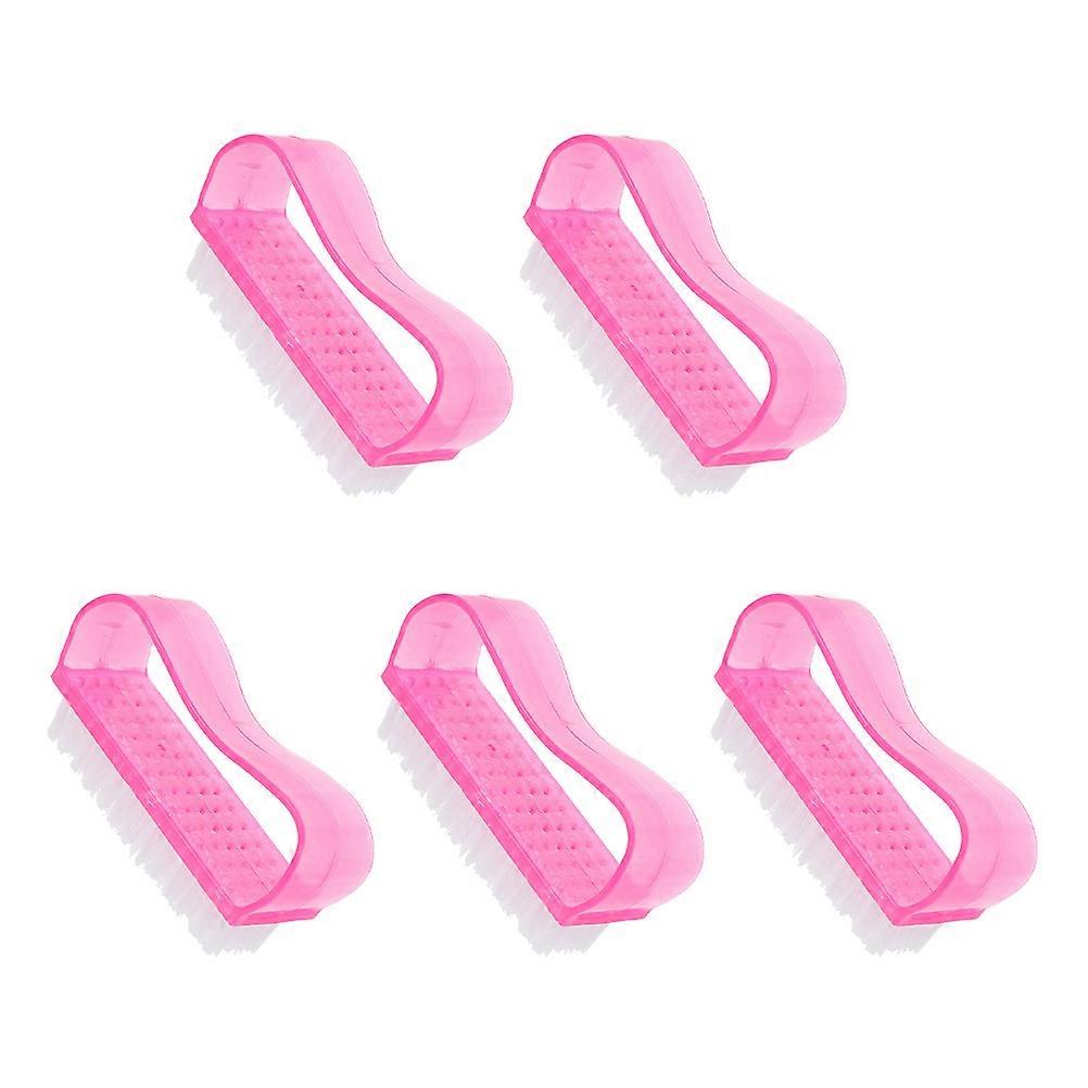 Manicure Nail Brush Cleaning Tools Plastic Material 5Pcs Rosy Set