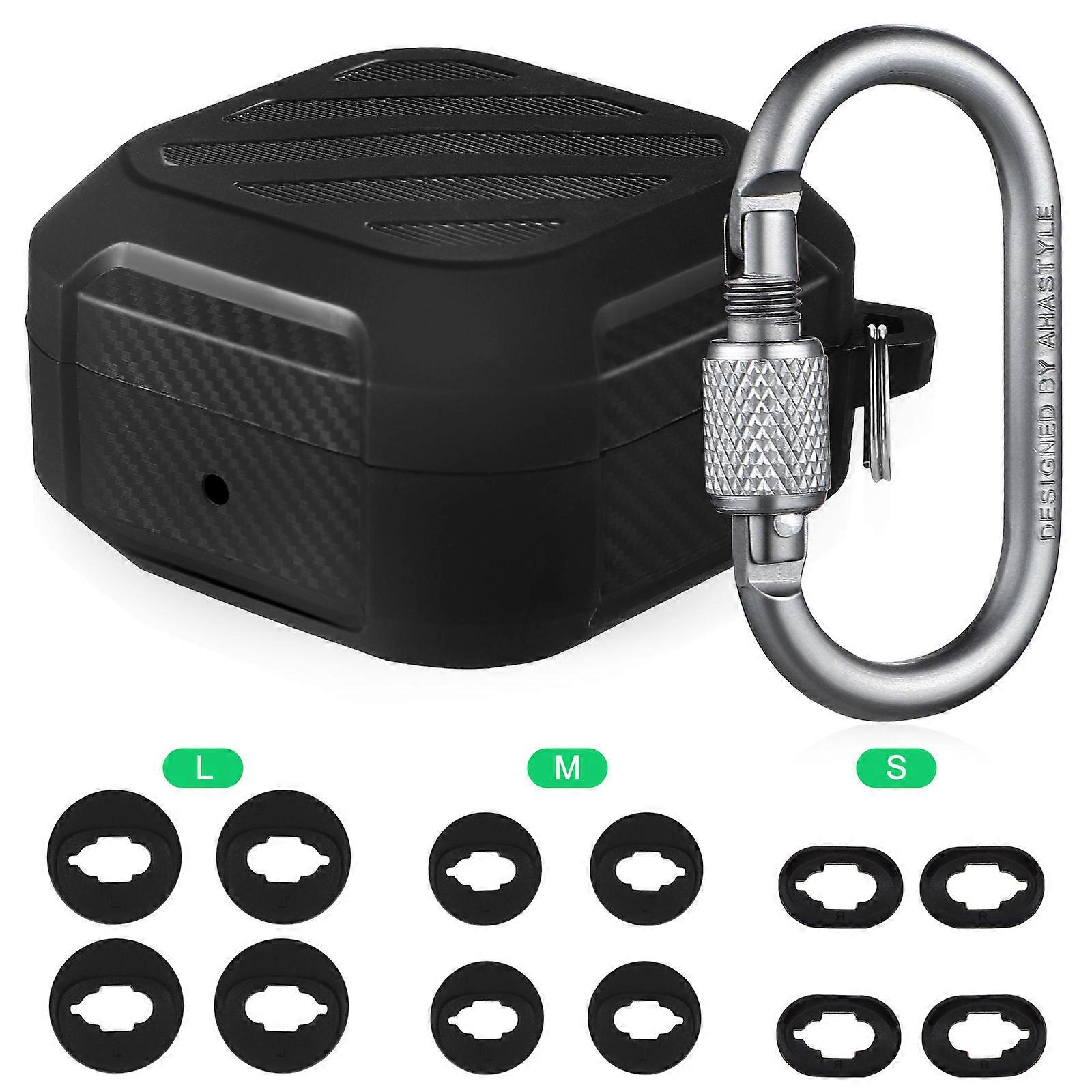 Black Earbuds Case for Protection 1Set with Replacement Ear Tips