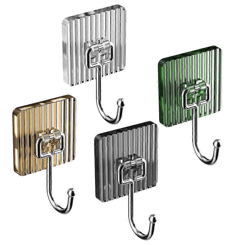 Decorative Adhesive Hooks Wall Hangers Square Shape Assorted Color 10X6X3CM Bathroom Use 4Pcs