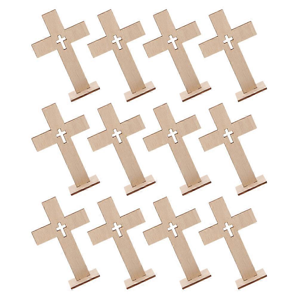 Cross Shape Wooden Tabletop Display For Christians Home Decor 48 Pcs Religious