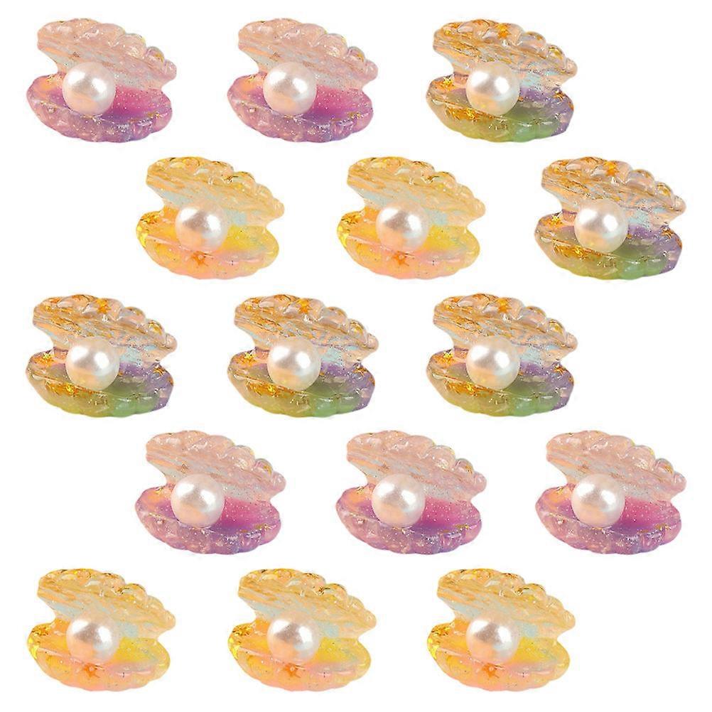 Glow in The Dark Shell Resin Craft for Decoration 60Pcs Small Pearl Charm Set