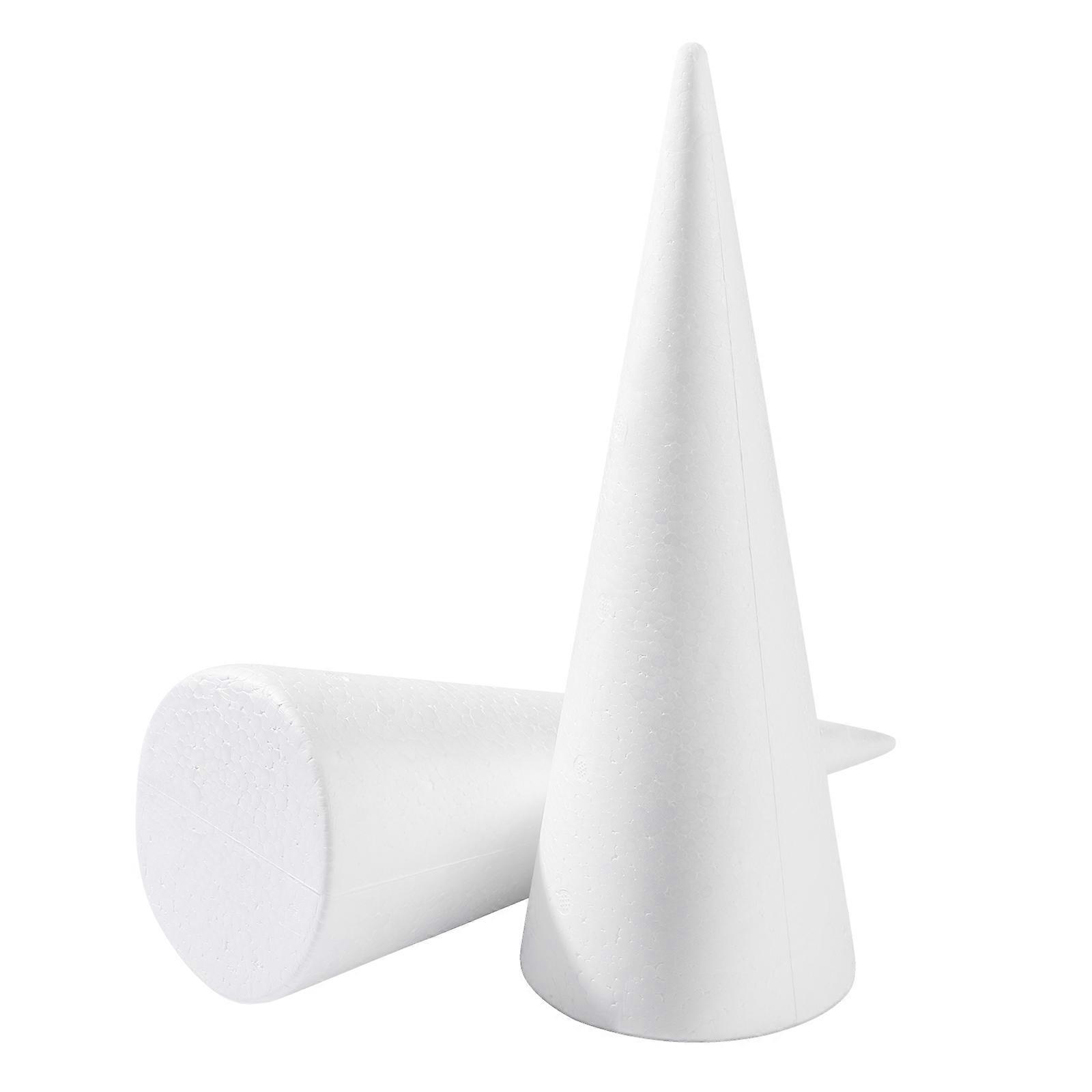 Amosfun White Craft Cone for Handmade Decorations 2Pcs Foam Cones