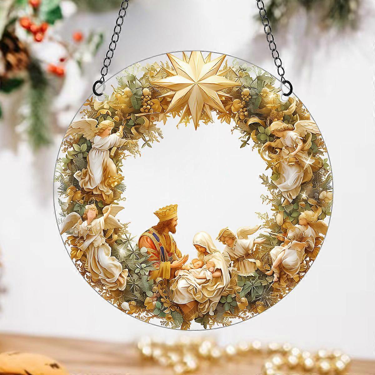 1PC Angels Acrylic Pendant Plate Hanging Sign for Indoor Outdoor Decor