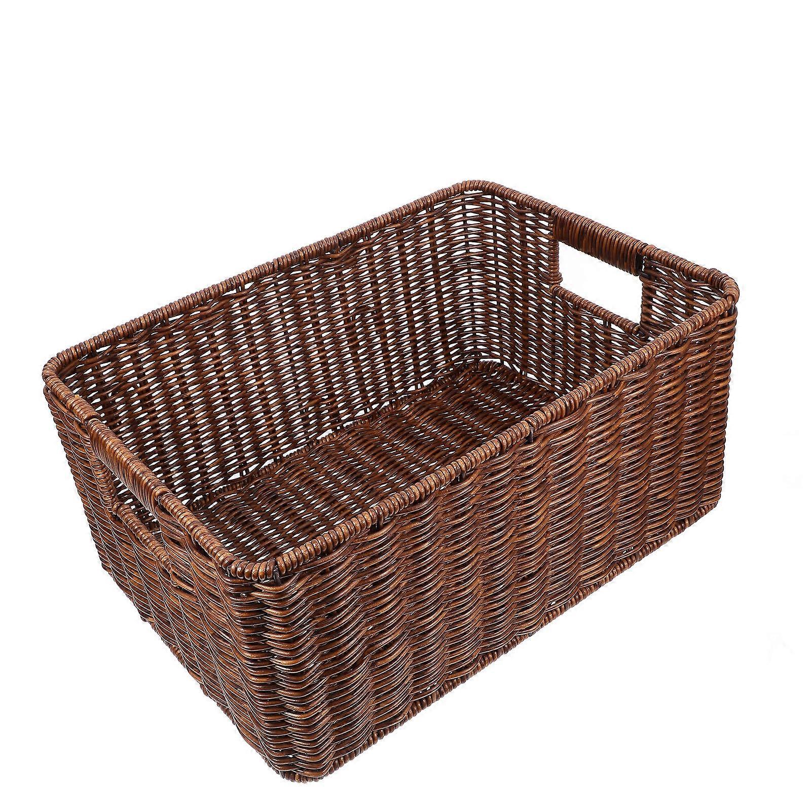 Coffee Woven Storage Basket Desktop Basket for Home Use Large Capacity