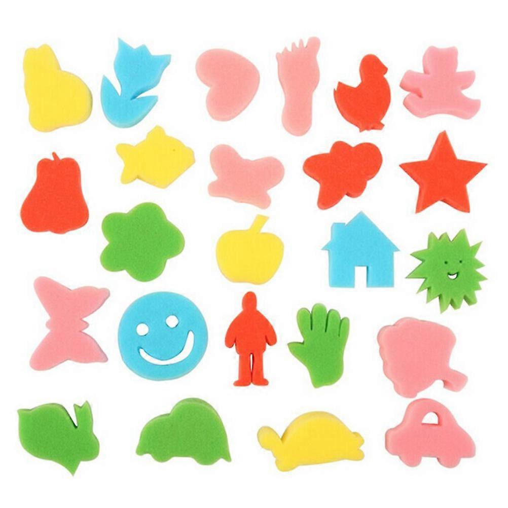 Painting Sponge Tools for Kids with 24Pcs Colorful Sponge Stamps Set