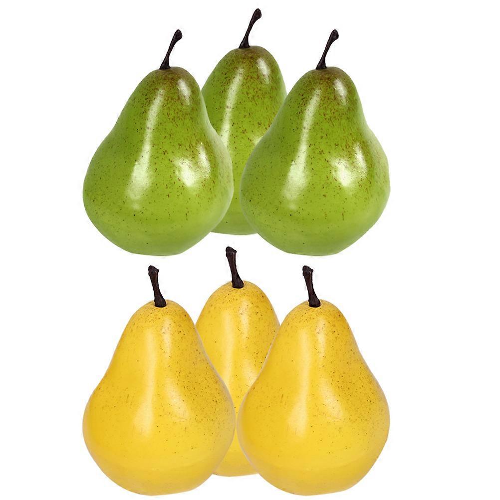 Artificial Pear Decor Simulation Fruit Model for Home Decor 6Pcs Foam