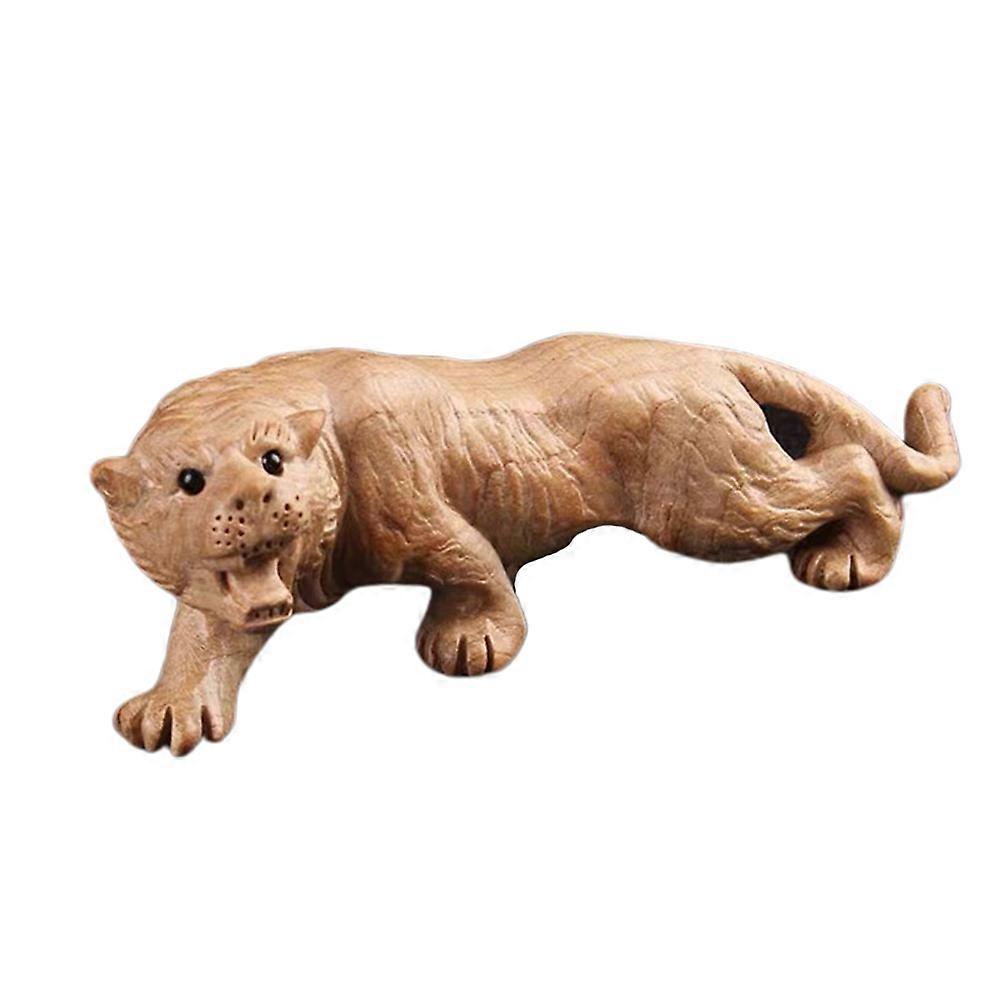 Tiger Desktop Decor for Decoration 2Pcs Delicate Hand Carved Tigers