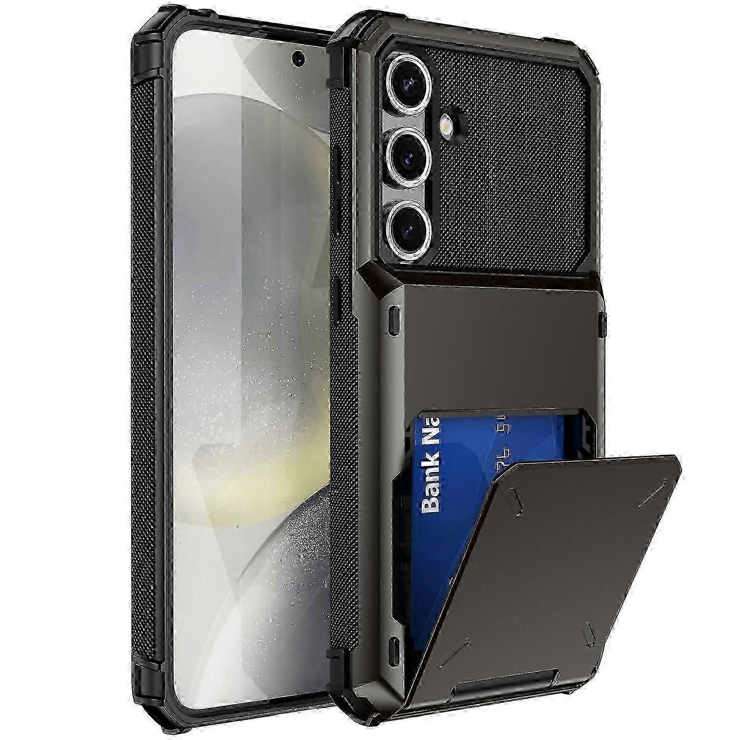 For Samsung Galaxy S24 FE Case PC+TPU Dual Layer Back Phone Cover with Card Holder