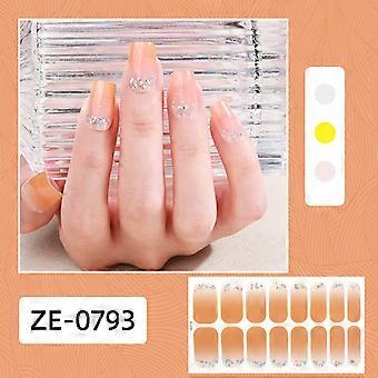 French Style Flower Nail Art Stickers, 16 Pieces Flash Laser Nail Stickers with Nail File