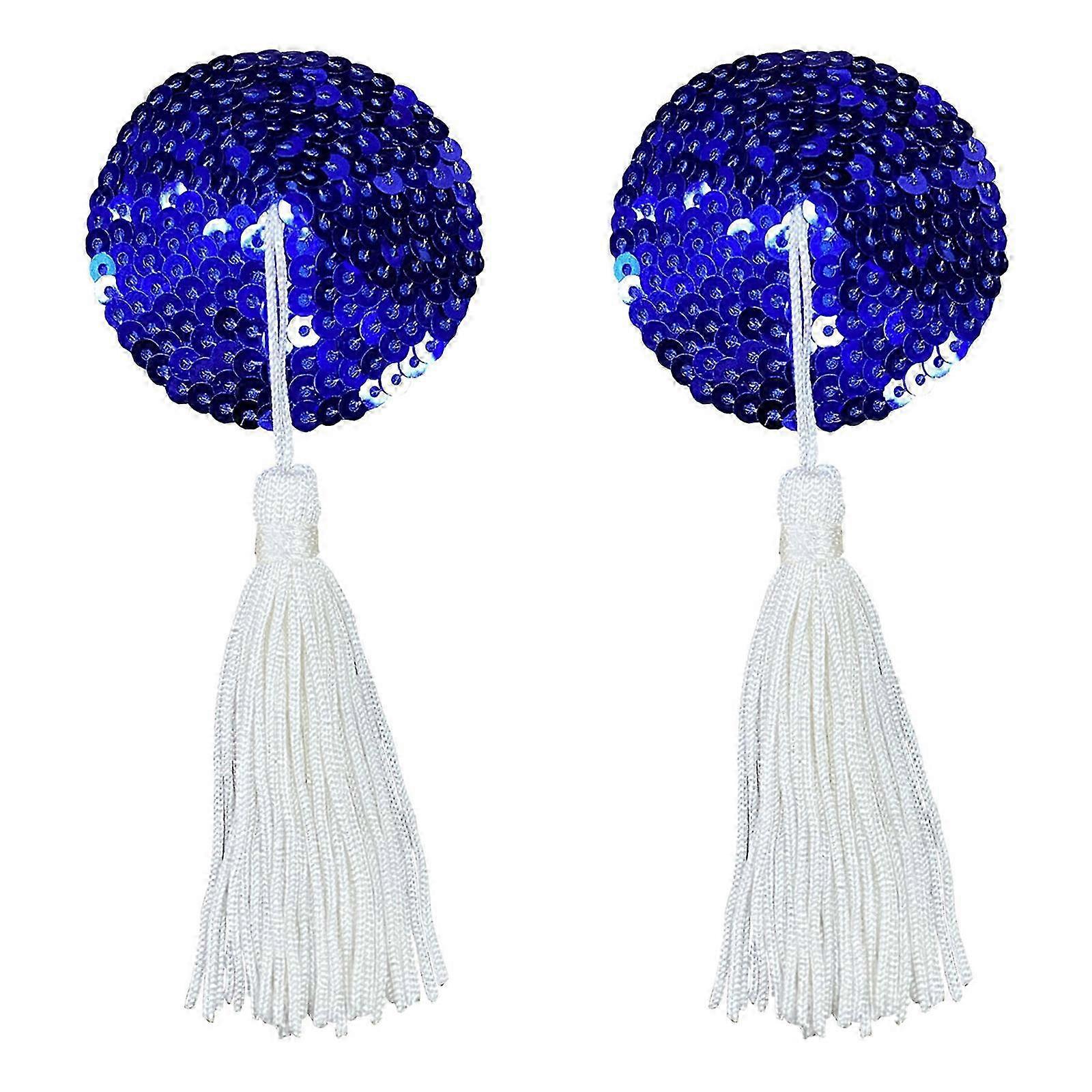 Cache-tétons à paillettes pour femmes, cache-tétons avec pompons, bijoux de corps, soutiens-gorge adhésifs réutilisables, coussinets adhésifs pour la poitrine, paillettes blanches rondes