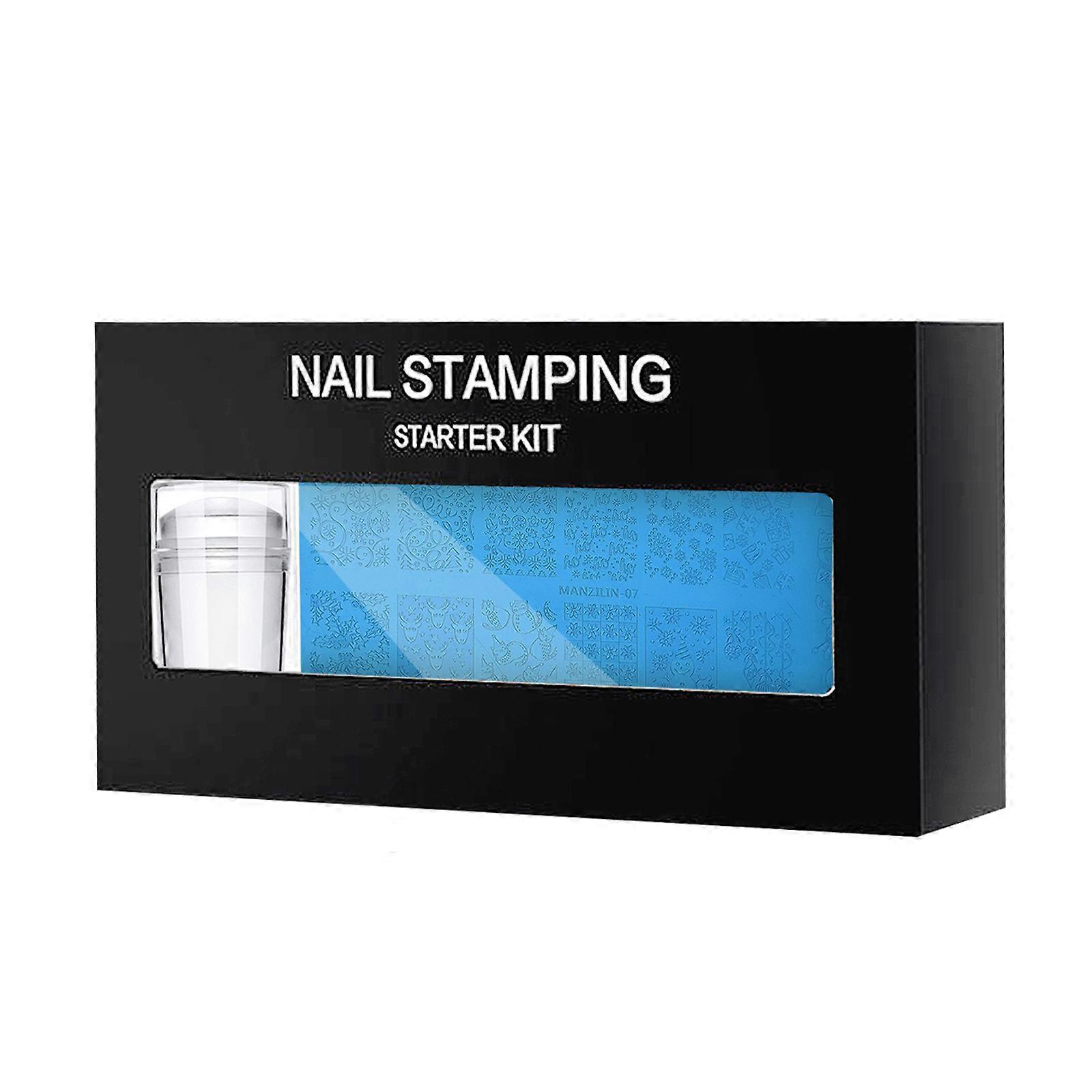 Julstämpelplattor för naglar Vinter snöflinga snögubbe nagelstämpelmall julgransdesign nageldekorationer flerfärgade