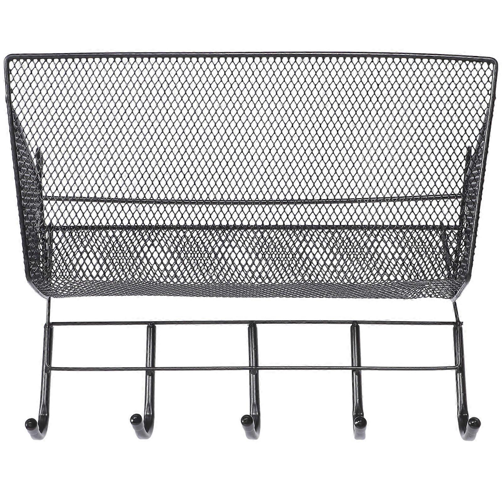 Black Iron Storage Basket Hanging Basket for Dormitory Storage Use