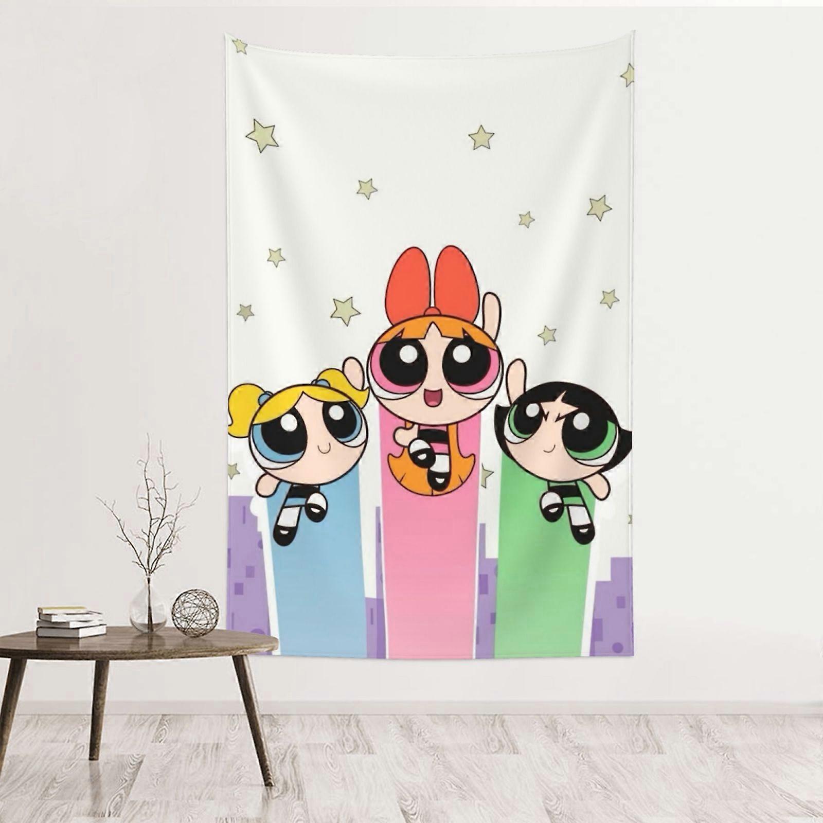 Powerpuffpinglorna Väggtapet, Vattentät Polyester, för Sovrum, Vardagsrum, Studentrum, Badrumsdekor, Födelsedagspresent, En Storlek