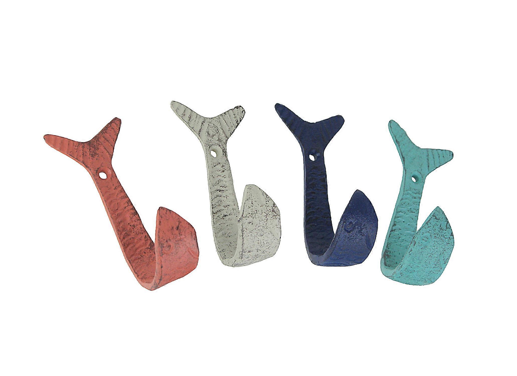 Set of 4 Cast Iron Flipping Fish Decorative Wall Hooks
