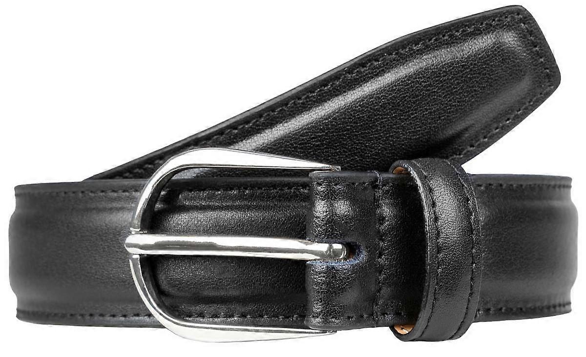 Dents Heritage Stitched Edge Lined Leather Belt - Black
