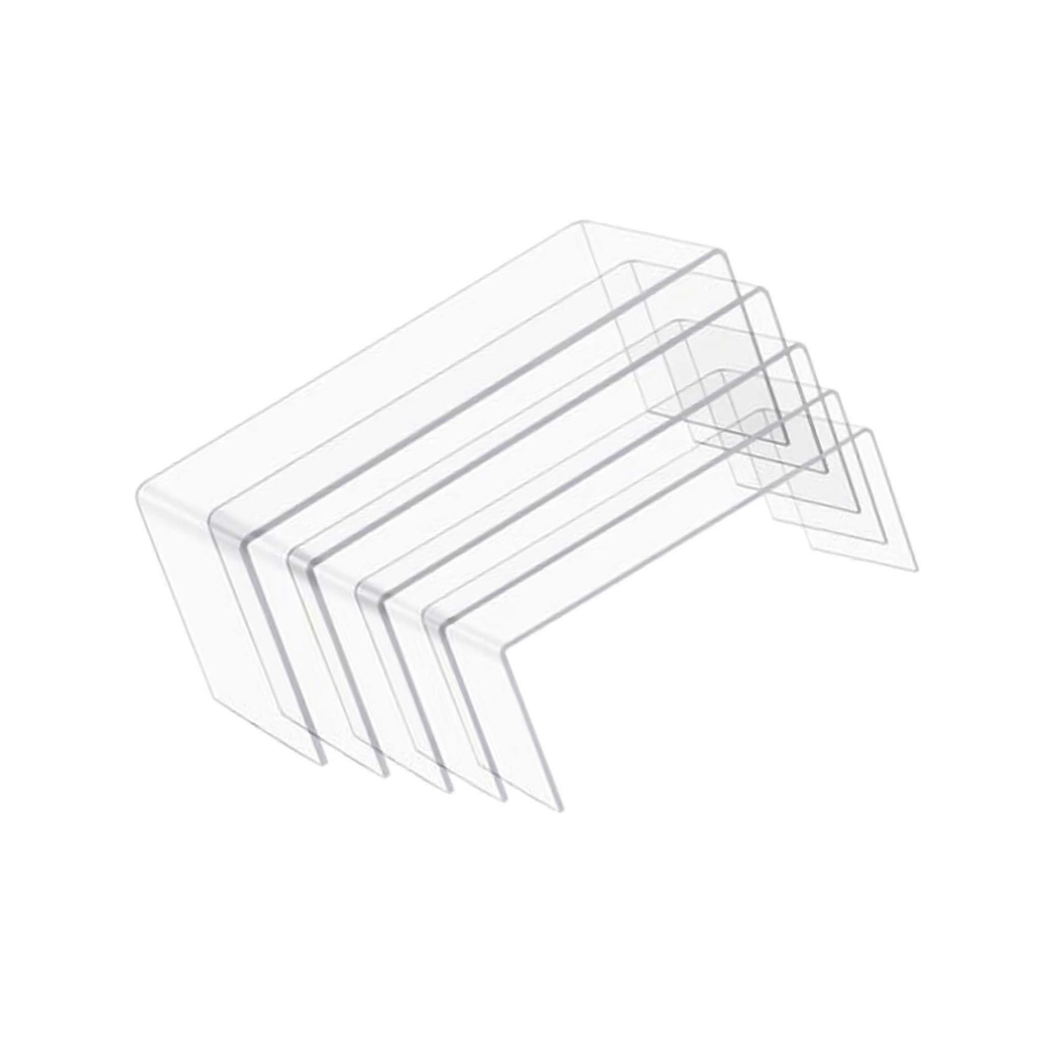 Acrylic Display Risers Clear Stand Set of 5 Medium Low Profile Rectangle