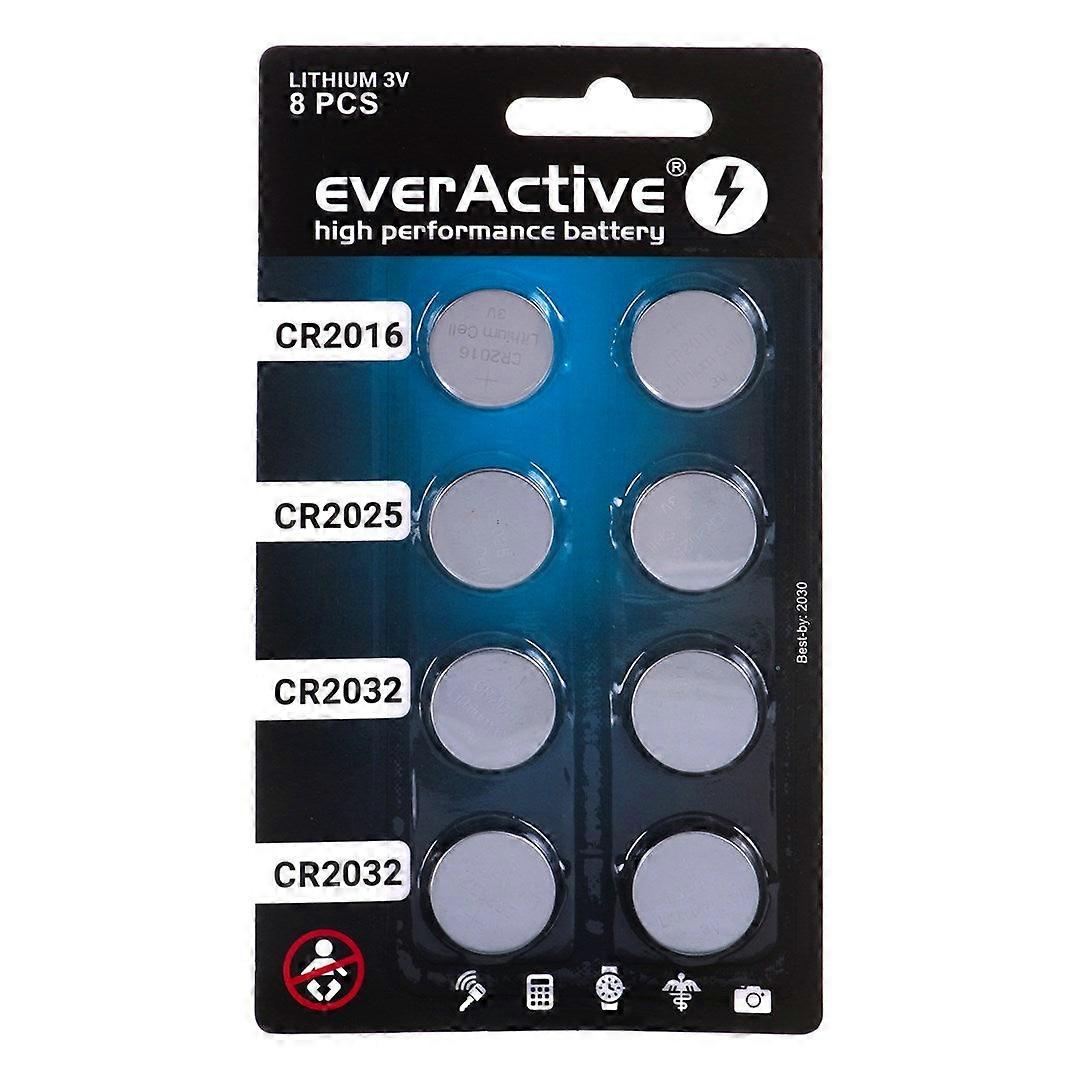 8 Batterie au lithium Everactive 4 x Cr2032, 2 x Cr2025, 2 x Cr2016