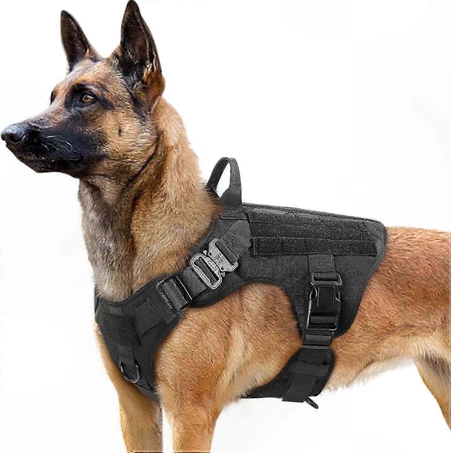 Heavy Duty Tactical Dog Harness with Handle, Adjustable No-Pull Vest for Large Breeds, Durable Military Style Service Dog Gear