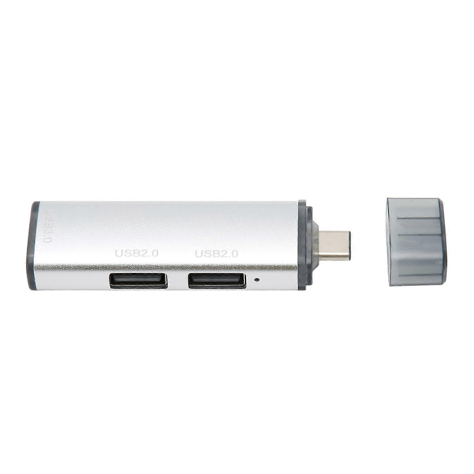 3 in 1 USB C Hub 1 USB3.0 2 USB2.0 Port 5Gbps Plug and Play USB C Adapter Multiport for USB Flash Drive Keyboard Silver 