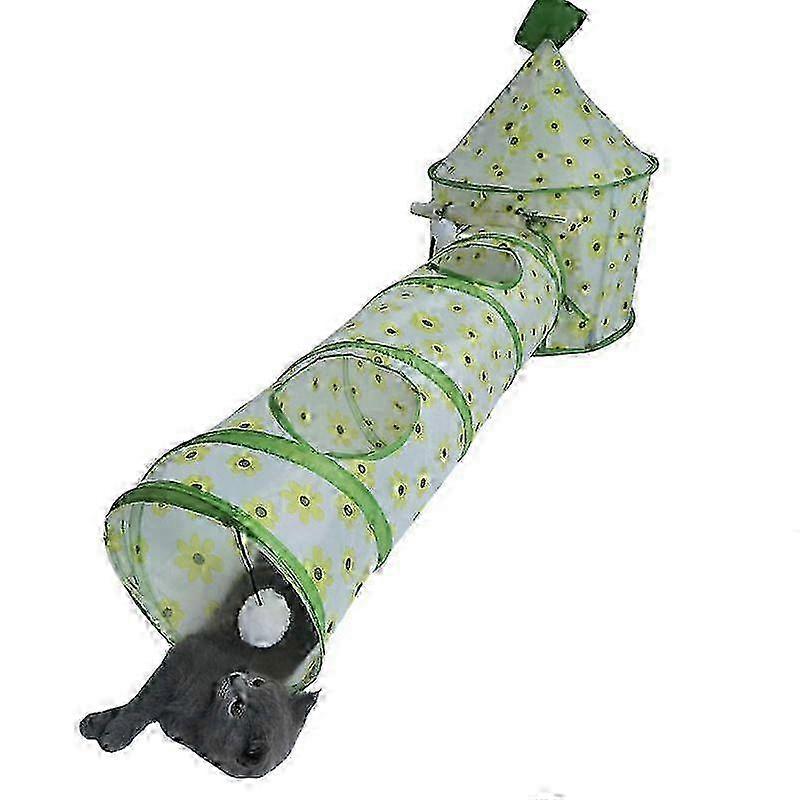 Cat Tunnel Tent Playhouse Set With Peek Holes, Foldable Cat Toy