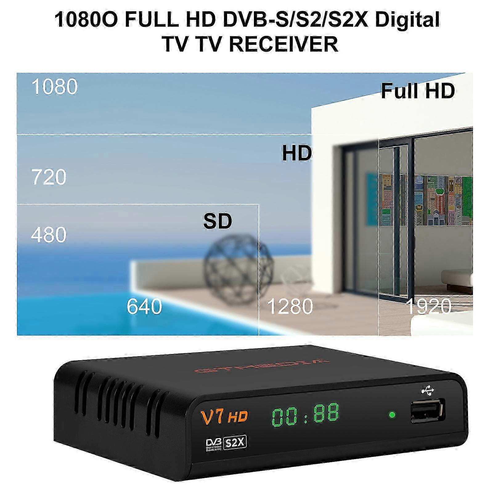 2025 GTMEDIA V7 HD DVB-S/S2/S2X Set Top Box - 1080P TV Receiver with Remote Control