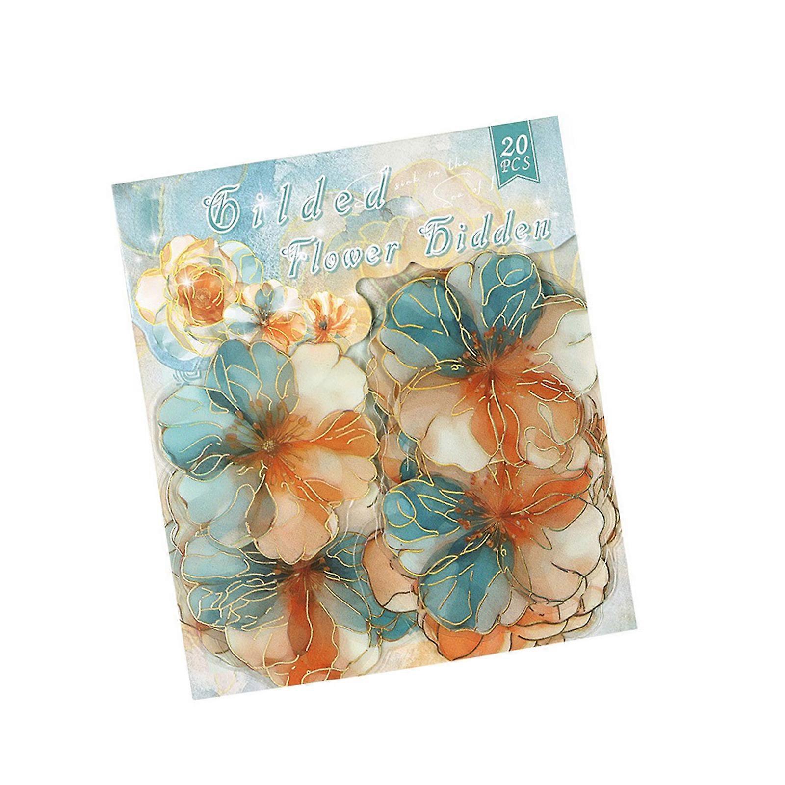 Clear Journaling Sticker Phone Case Sticker Adhesive Retro Flower Designs PET Texture for Notebook and Crafting Multicolor