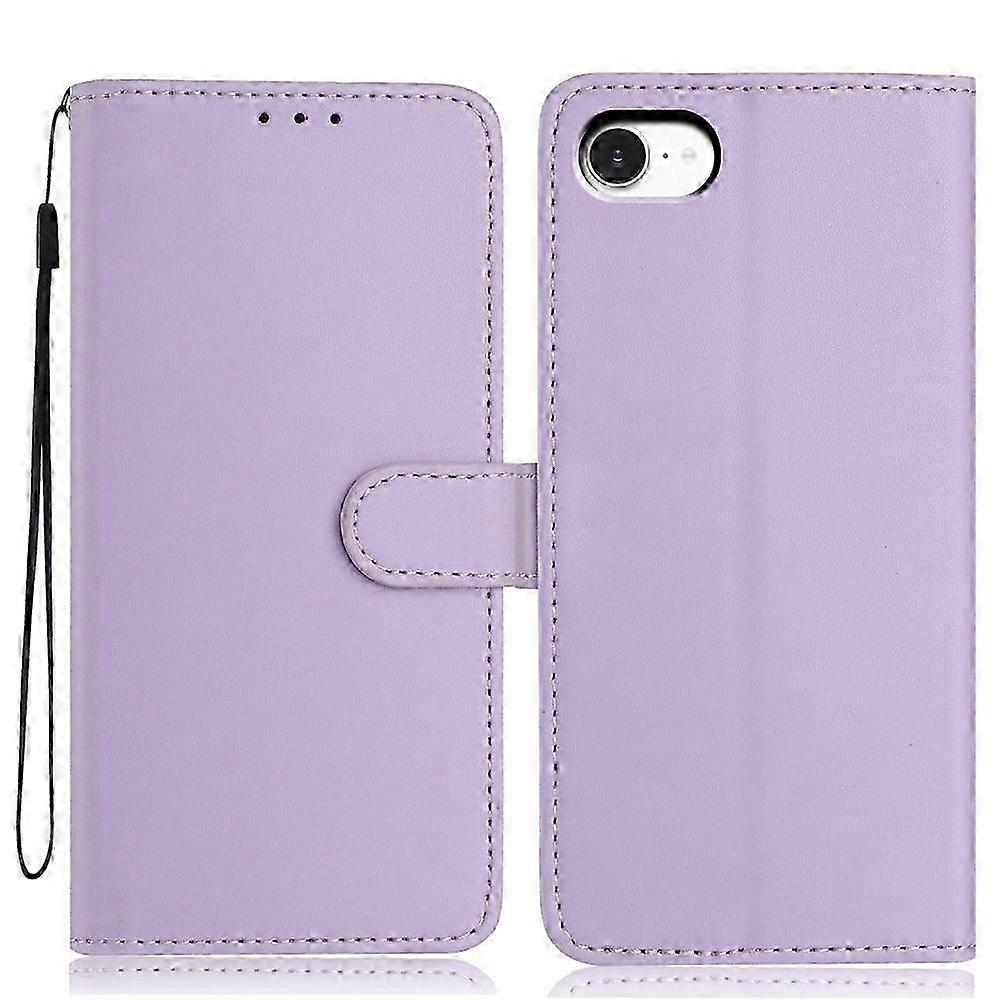 Compatible For iPhone SE (2022) / (2020) / 8 / 7 Wallet Case with Strap / Multiple Card Slots Solid Color Leather Stand Phone Cove