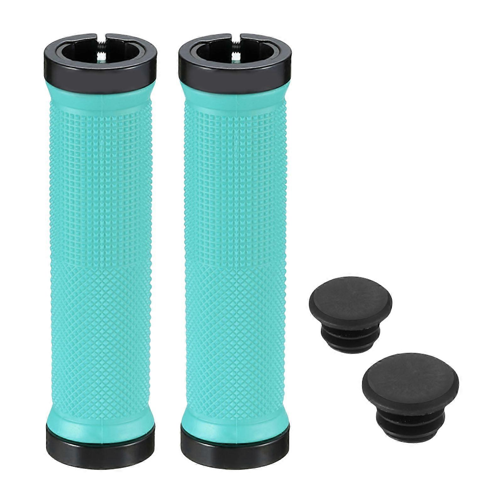 Mountain Bike Handlebar Grips Double Locks on Bicycles Handlebar Grip Nonslip Bilateral Locks Cycling Handle Grips  Sky Blue