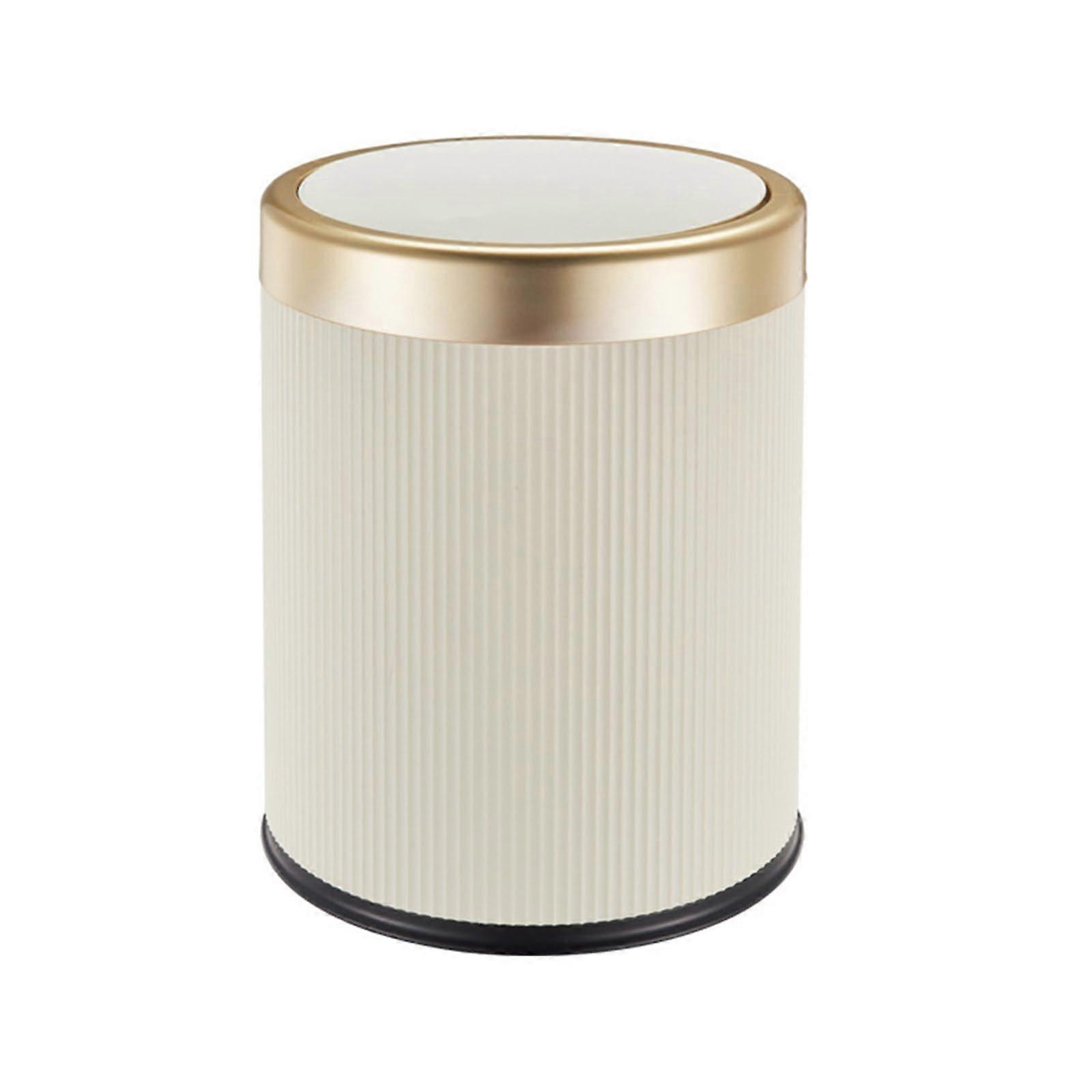 Garbage Bin With Lid Trash Can Model C Cream Color Small Kitchen Or Bedroom Dustbin Easy Cleaning Wastebasket