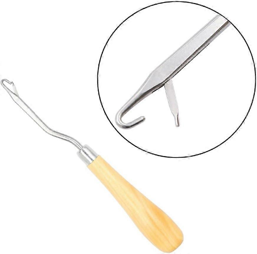 Wooden Bent Handled Latch Hook Tool for Latch Hook Canvas and Rug Making